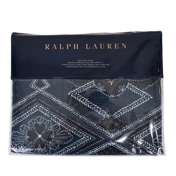 Ralph Lauren Bedding Francois Duvet Cover Blue Print King 108 x 96 NWT - Picture 1 of 5